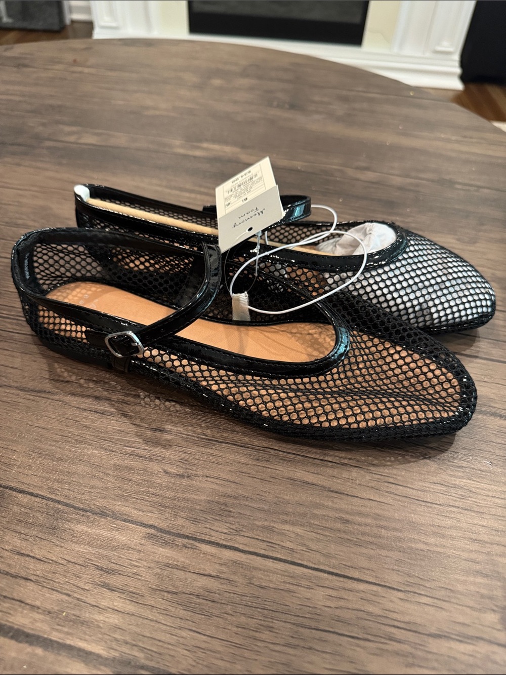 a new day Black Mesh Mary Jane Flats with Strap